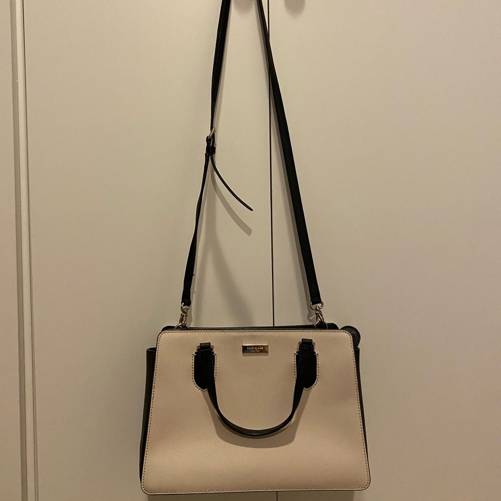 Kate Spade Laurel Way Reese Satchel & Crossbody Bag in Cream/Black